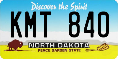 ND license plate KMT840