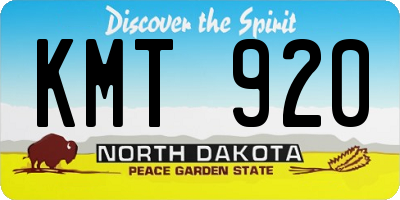 ND license plate KMT920