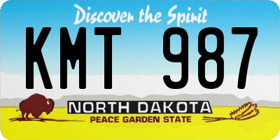 ND license plate KMT987
