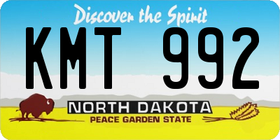 ND license plate KMT992