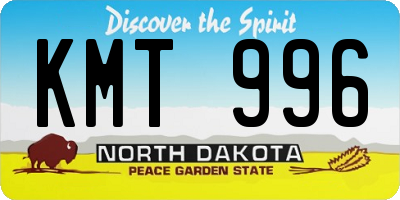 ND license plate KMT996