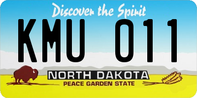 ND license plate KMU011