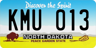 ND license plate KMU013