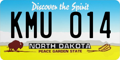 ND license plate KMU014