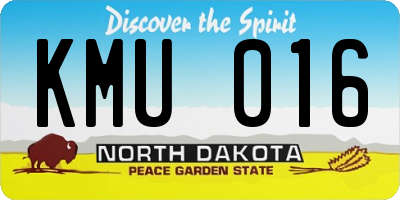 ND license plate KMU016