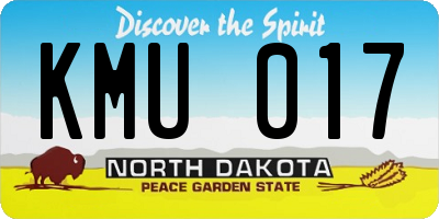 ND license plate KMU017