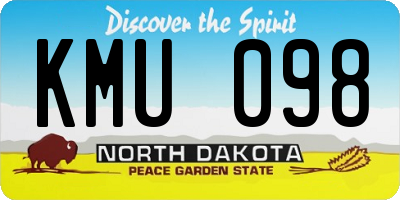 ND license plate KMU098