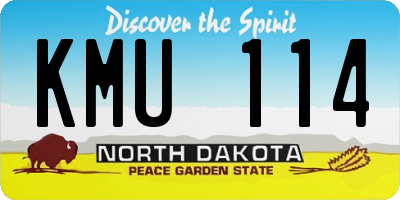 ND license plate KMU114