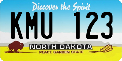 ND license plate KMU123