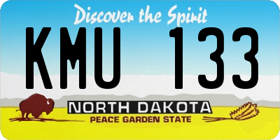 ND license plate KMU133