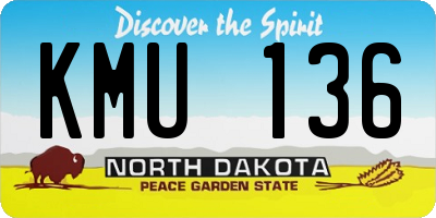ND license plate KMU136