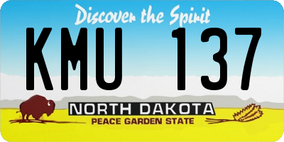 ND license plate KMU137