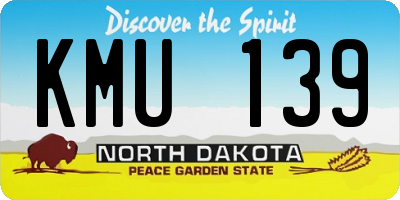 ND license plate KMU139