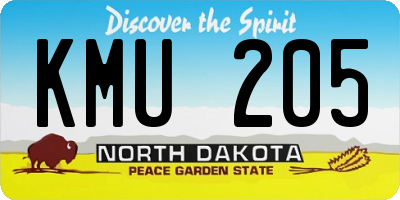 ND license plate KMU205