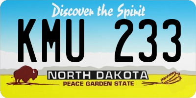 ND license plate KMU233