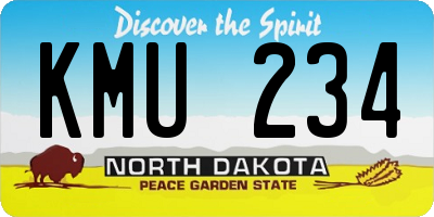 ND license plate KMU234