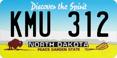 ND license plate KMU312