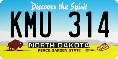 ND license plate KMU314