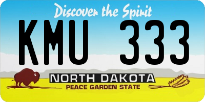 ND license plate KMU333