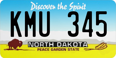 ND license plate KMU345