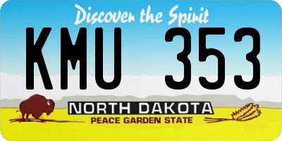 ND license plate KMU353