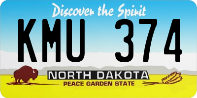ND license plate KMU374