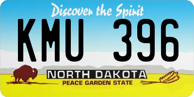 ND license plate KMU396