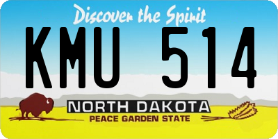 ND license plate KMU514