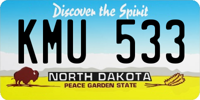 ND license plate KMU533