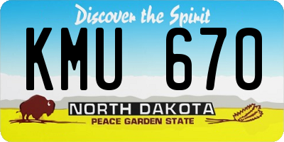 ND license plate KMU670