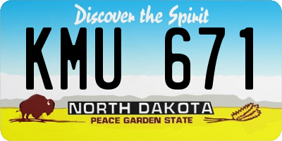 ND license plate KMU671