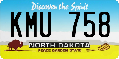 ND license plate KMU758