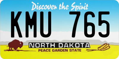 ND license plate KMU765