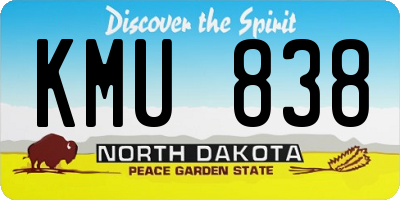 ND license plate KMU838