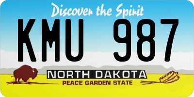 ND license plate KMU987
