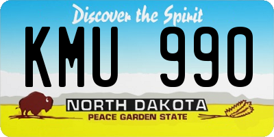ND license plate KMU990