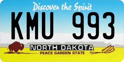 ND license plate KMU993