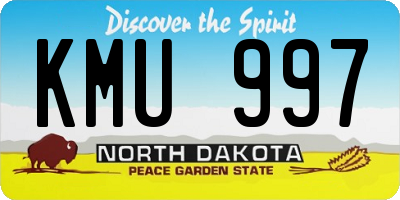 ND license plate KMU997
