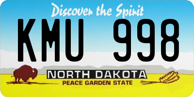 ND license plate KMU998