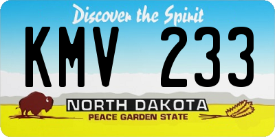ND license plate KMV233