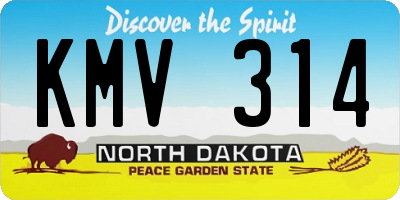 ND license plate KMV314