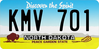 ND license plate KMV701
