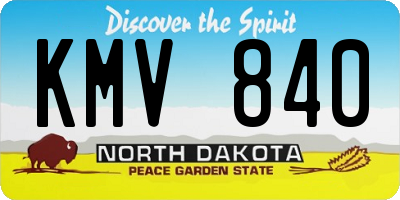 ND license plate KMV840