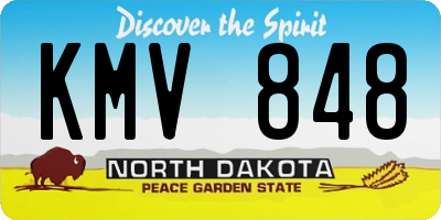 ND license plate KMV848