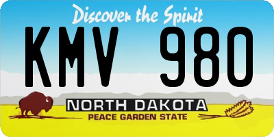 ND license plate KMV980