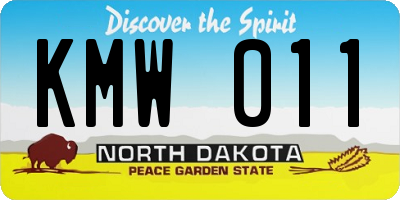 ND license plate KMW011