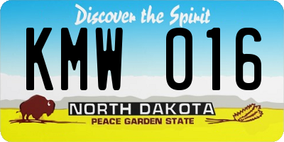 ND license plate KMW016