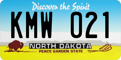 ND license plate KMW021