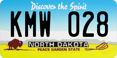 ND license plate KMW028