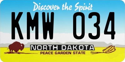 ND license plate KMW034